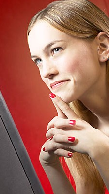 woman at 
computer